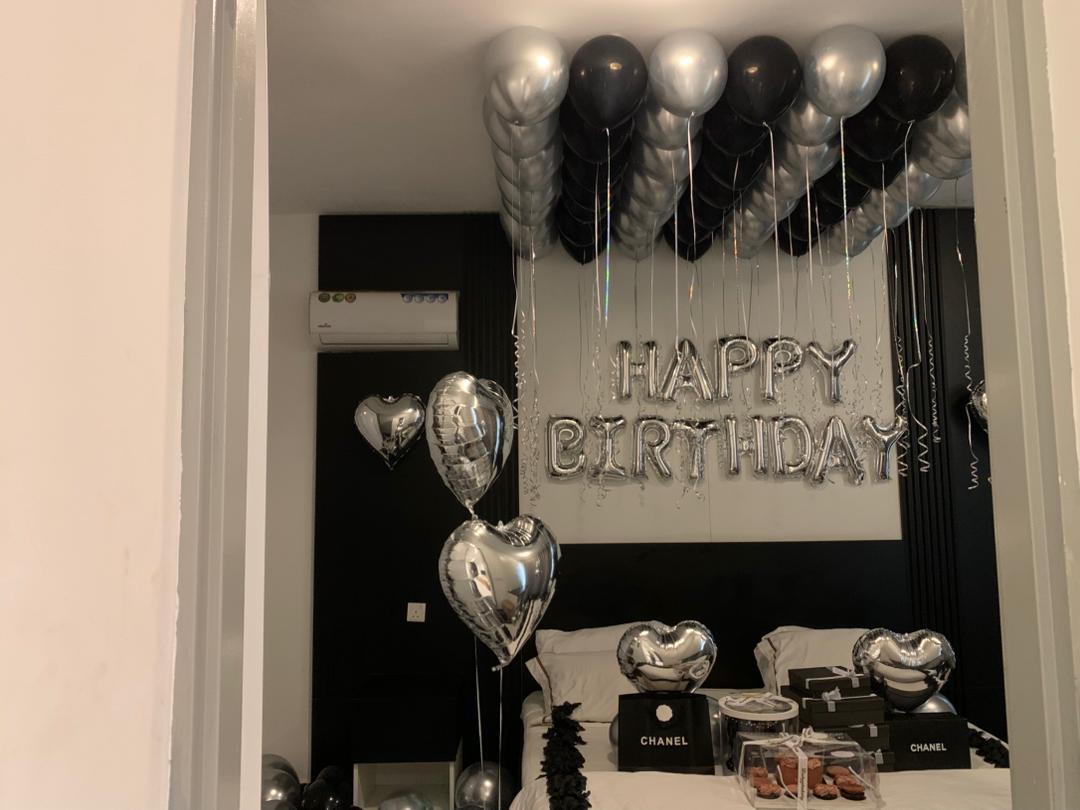 Decorated doorway for a birthday celebration