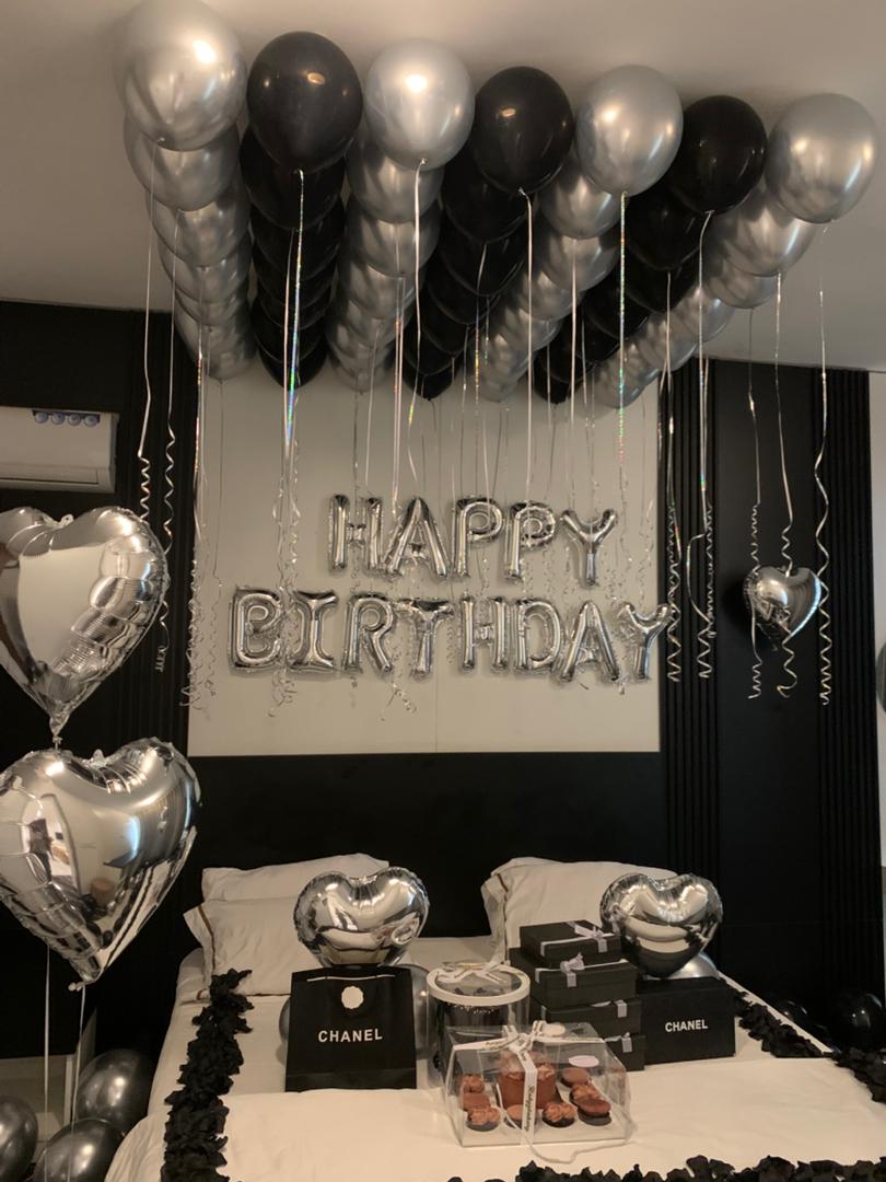 Luxury baby shower celebration setup with balloon installation and floral decor Lagos Abuja Nigeria FOA_gifts